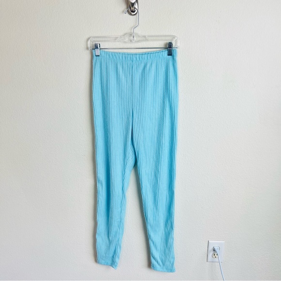 Fashion Nova Aqua Blue Ribbed Long Sleeve & Pants Set - Picture 8 of 14